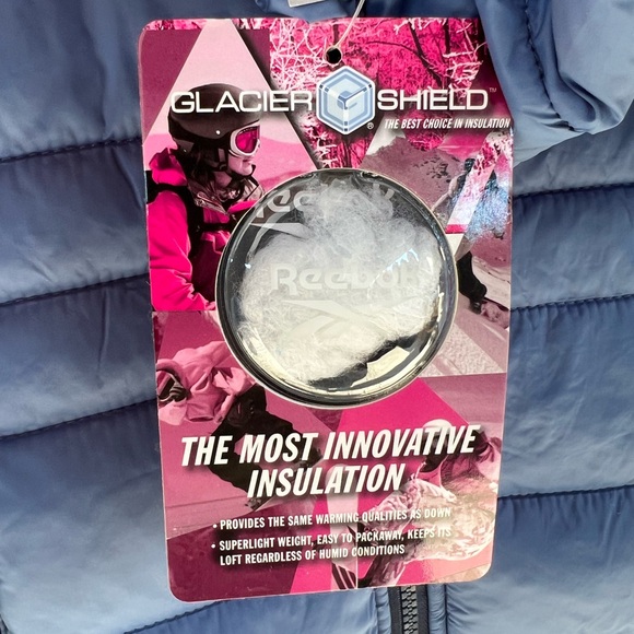 Reebok Women’s Long Length Quilted Puffer Parka Coat Blue - Picture 7 of 10